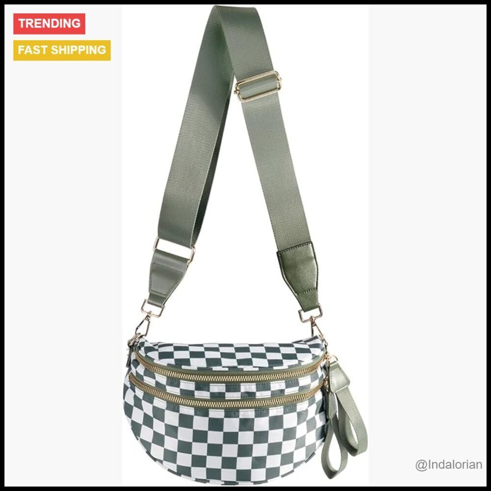 Checkered Crossbody Bag Fanny Pack Waist Belt Bag Spacious Y2K Chic Retro